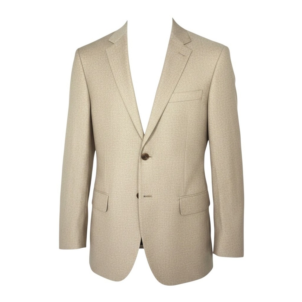 English Laundry Sports Coat Blazer Mens 44L Tan Silk Textured Jacket